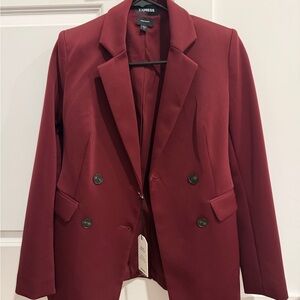 Express Women's Deep Red Double-Breasted Blazer